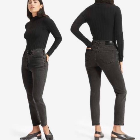 everlane high rise slim straight
